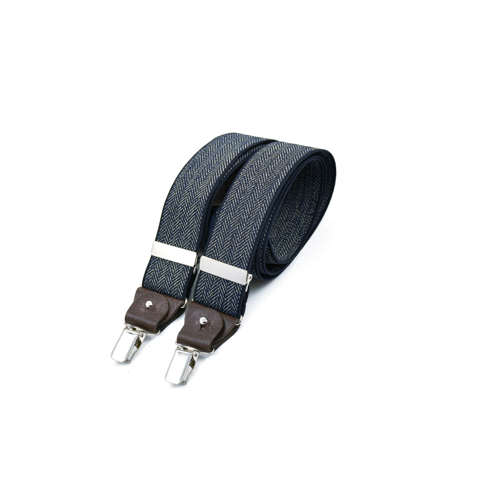 Wide clip-on suspenders with leather details – Chevron Nay