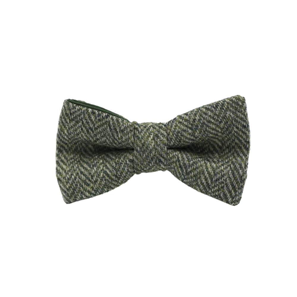 Jaggs - Nœud papillon Tweed "Dundee" - Chevron vert foncé