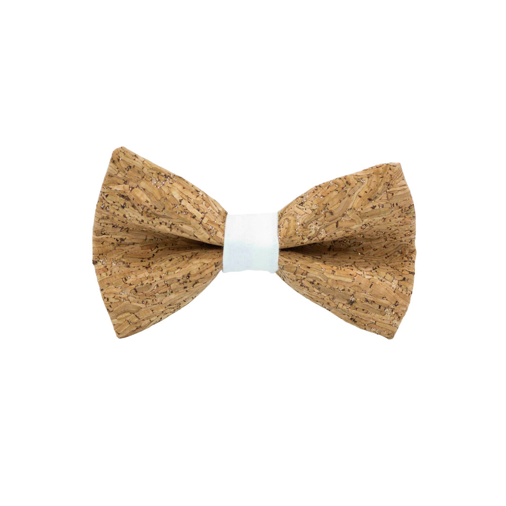 Jaggs - Cork bow tie "Merlot" - White Ring