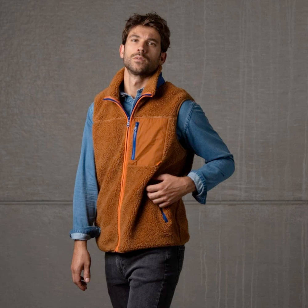 BillyBelt - Veste Sherpa sans manches - Camel - XL