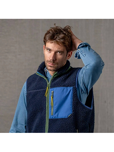 BillyBelt - Sleeveless Sherpa Jacket - Navy - M