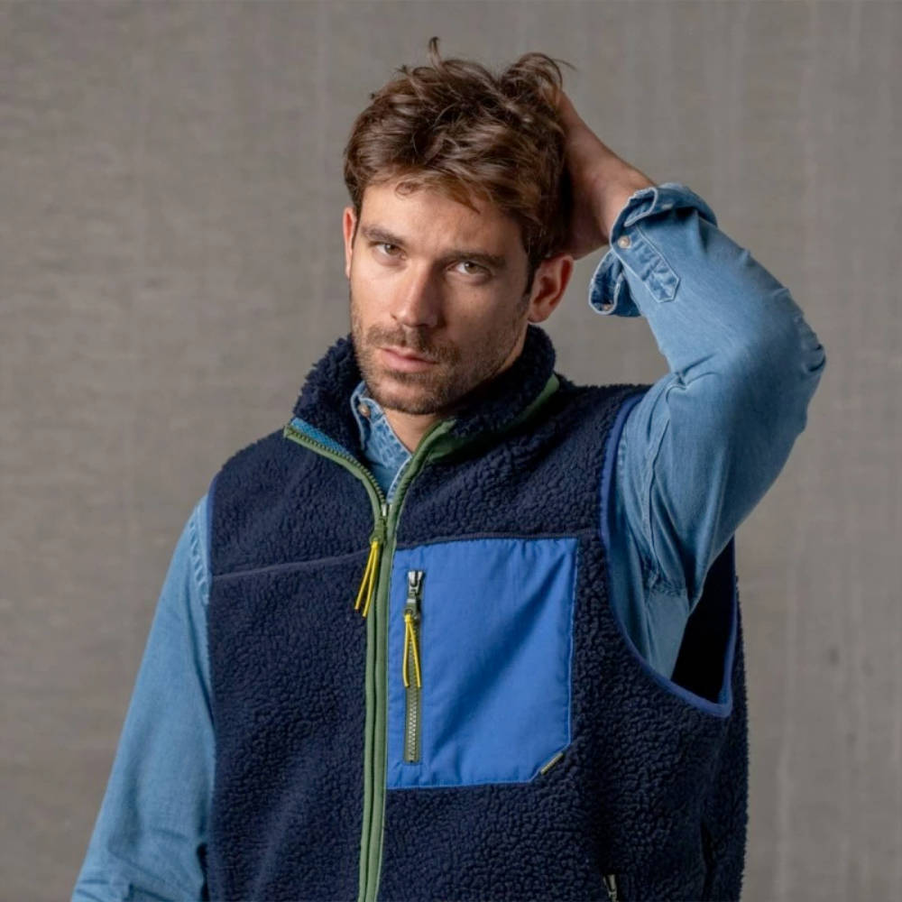 BillyBelt - Sleeveless Sherpa Jacket - Navy - S