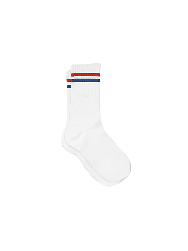 BillyBelt - Chaussettes rétro - Blanc, rayé rouge et bleu