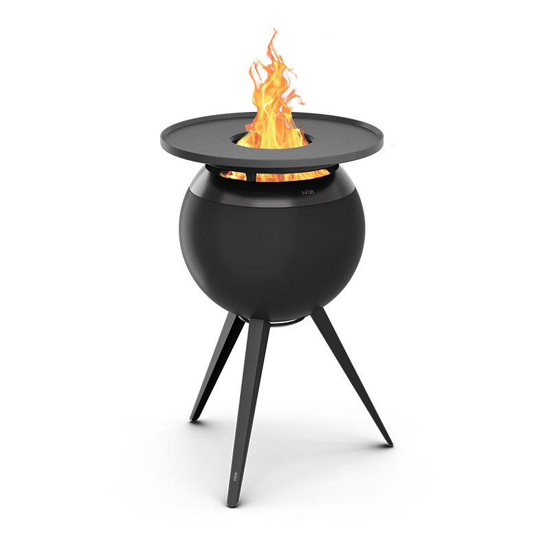 Hofats - MOON 45 All Black - Fire basket with high Stand - with Plancha accessory